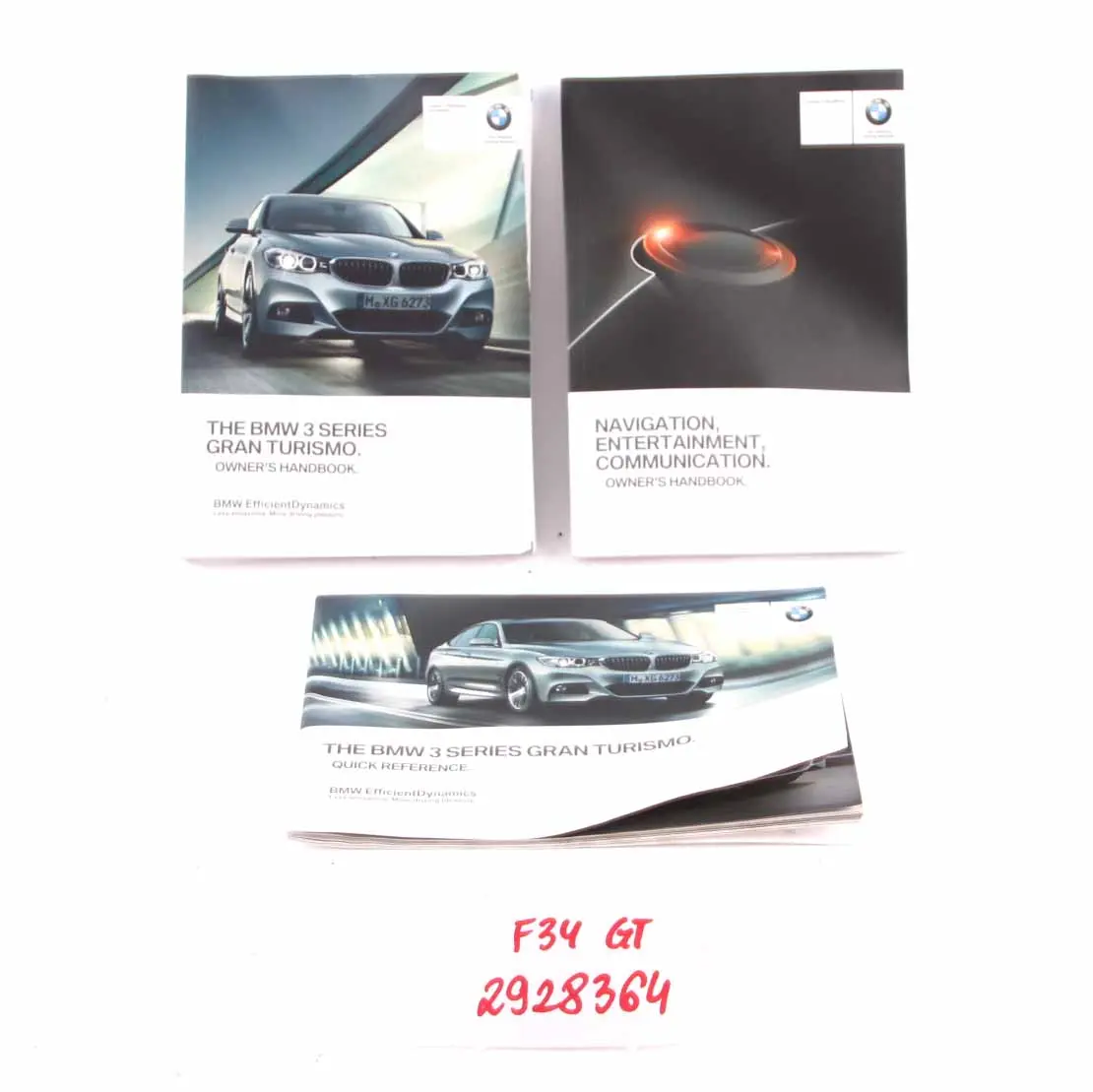 BMW F34 GT Owner's Handbook Quick Reference Booklet Instructions Book Set
