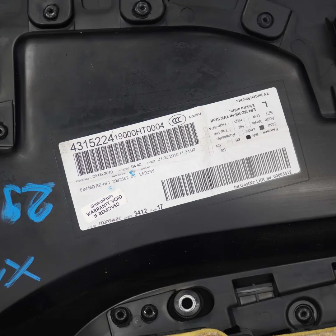 Right O/S Door Card Trim Lining Fabric Cloth Elektra Anthracite to BMW X1 E84 Rear with Part number 7327222 BMW X1 E84 Rear Right O/S Door Card Trim Lining Fabric Cloth Elektra Anthracite - SKU 2992862 - Part number 7327222