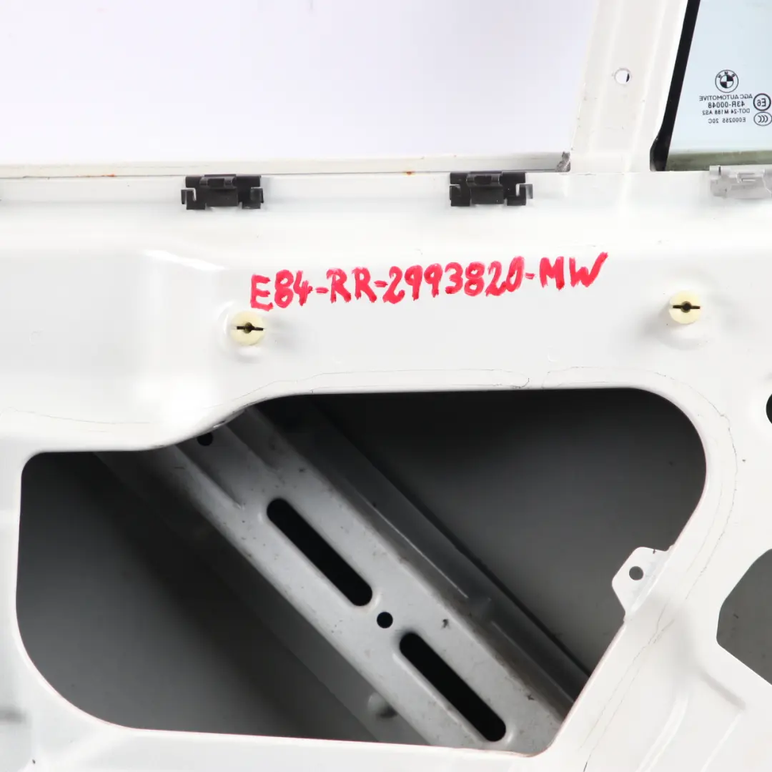 Door Rear Right O/S Mineralweiss Mineral White Metallic - A96 to BMW X1 E84 with Part number 2993820 BMW X1 E84 Door Rear Right O/S Mineralweiss Mineral White Metallic - A96 - SKU 2993820-MW - Part number 2993820