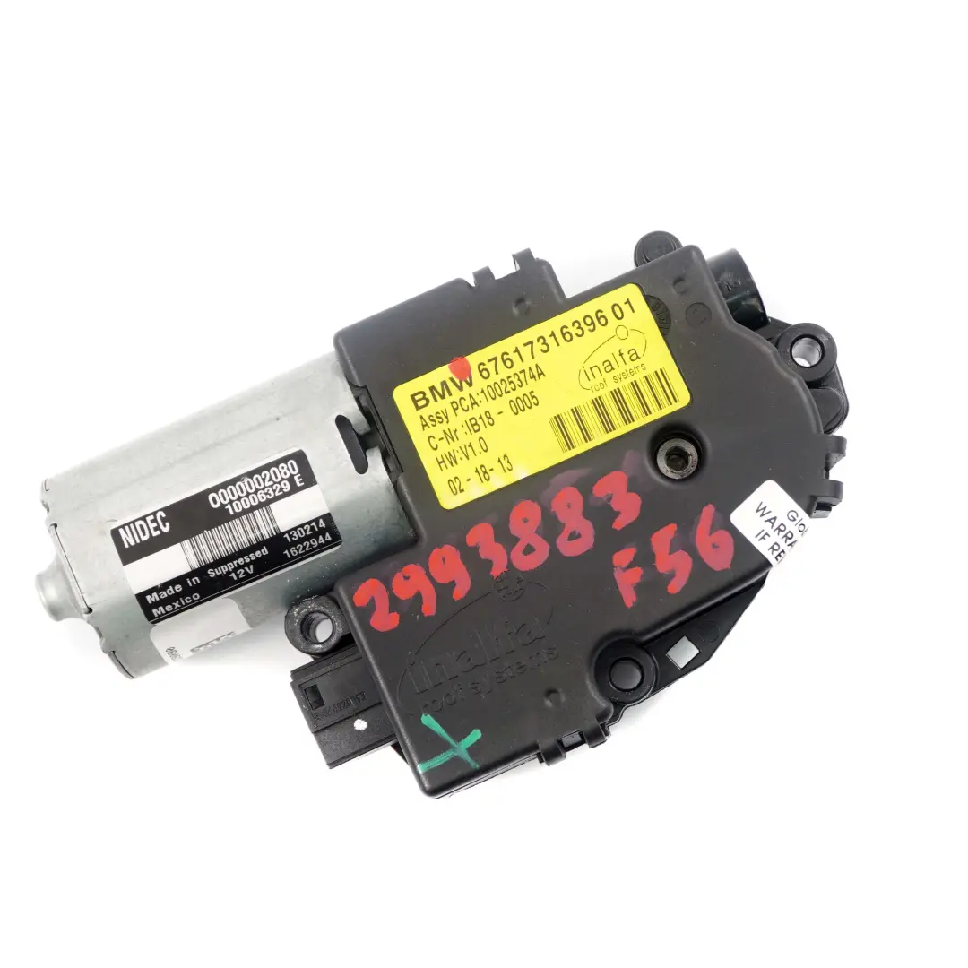 Sunroof Motor Panorama Sliding Roof Drive Unit Actuator to Mini F56 F55 F60 with Part number 2993883 Mini F56 F55 F60 Sunroof Motor Panorama Sliding Roof Drive Unit Actuator - SKU 2993883 - Part number 2993883