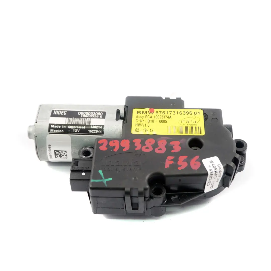 Sunroof Motor Panorama Sliding Roof Drive Unit Actuator to Mini F56 F55 F60 with Part number 2993883 Mini F56 F55 F60 Sunroof Motor Panorama Sliding Roof Drive Unit Actuator - SKU 2993883 - Part number 2993883