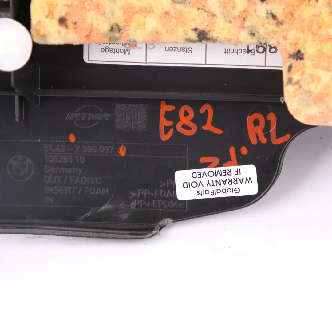 Lateral Trim Panel Rear Left N/S Leather Boston Coral Red to BMW E82 with Part number 2997487 BMW E82 Lateral Trim Panel Rear Left N/S Leather Boston Coral Red - SKU 2997487 - Part number 2997487