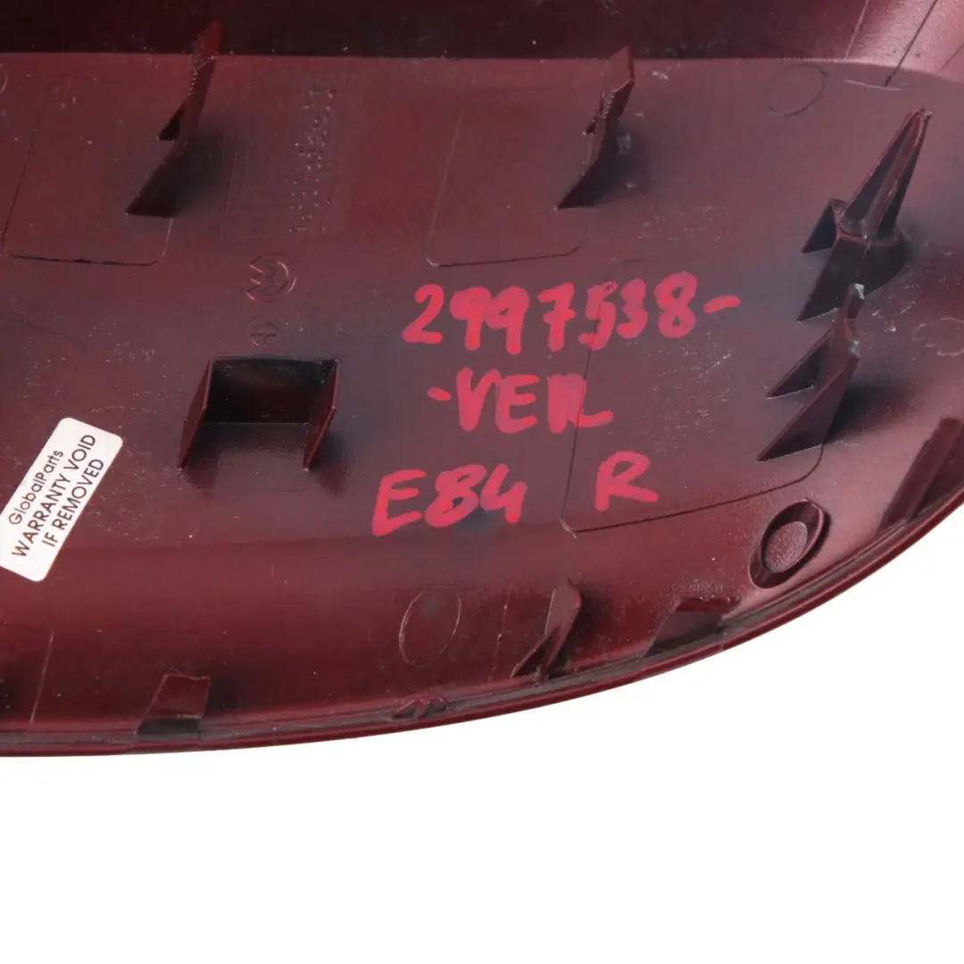 Wing Mirror Right O/S Cover Cap Vermillion Red A82 to BMW X1 X3 Series E83 LCI E84 with Part number 2997538 BMW X1 X3 Series E83 LCI E84 Wing Mirror Right O/S Cover Cap Vermillion Red A82 - SKU 2997538-VER - Part number 2997538