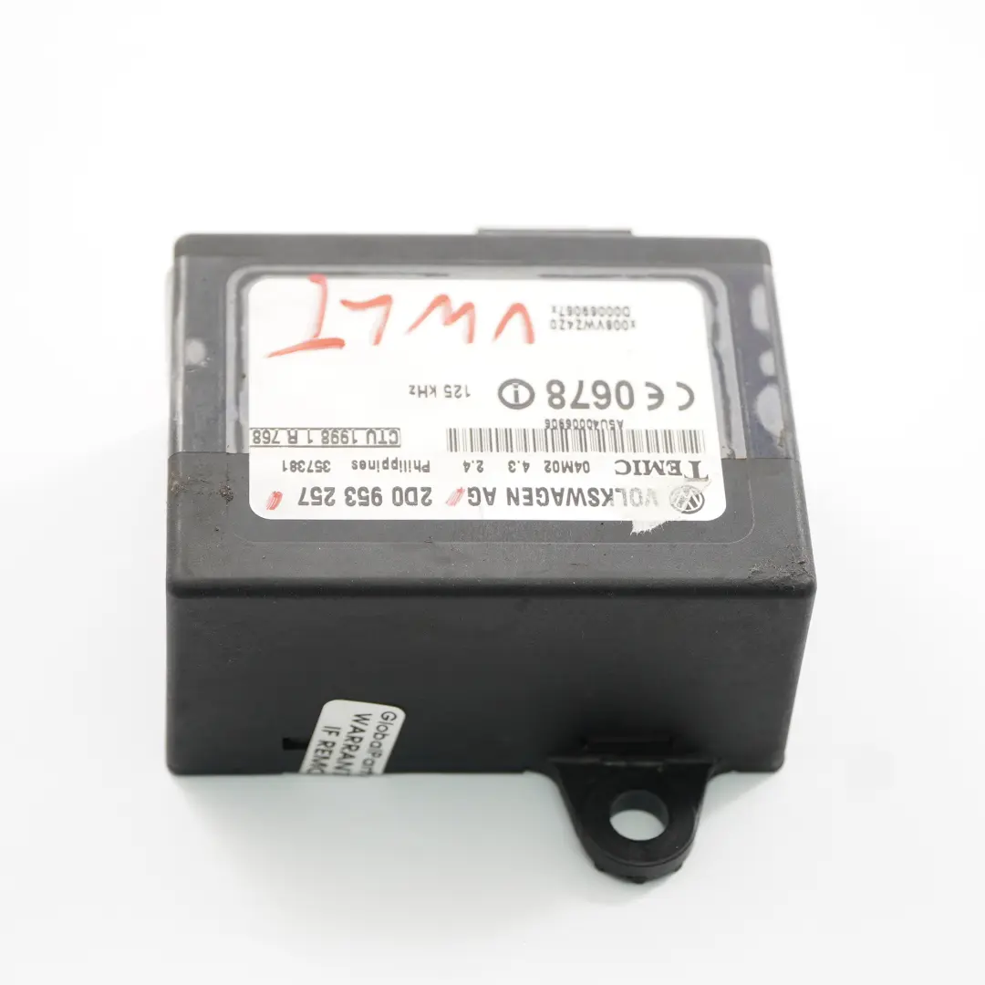 Moduł Immobilizera Temic do VW Volkswagen LT 35 o numerze 2D0953257 VW Volkswagen LT 35 Moduł Immobilizera Temic - SKU 2D0953257 - Numer Części 2D0953257
