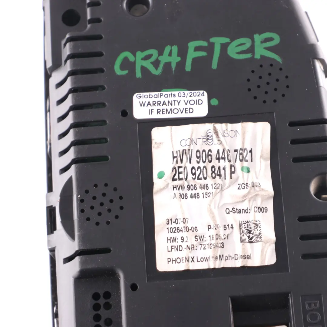 Instrument Cluster Volkswagen Crafter Speedometer RPM Gauges to with Part number 2E0920841P Instrument Cluster Volkswagen Crafter Speedometer RPM Gauges - SKU 2E0920841P - Part number 2E0920841P