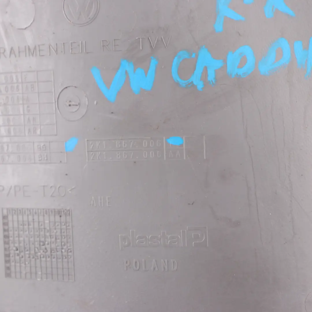 Door Card Front Right O/S Trim Panel Lining Grey to VW Volkswagen Caddy 3 with Part number 2K1867006 VW Volkswagen Caddy 3 Door Card Front Right O/S Trim Panel Lining Grey - SKU 2K1867006 - Part number 2K1867006