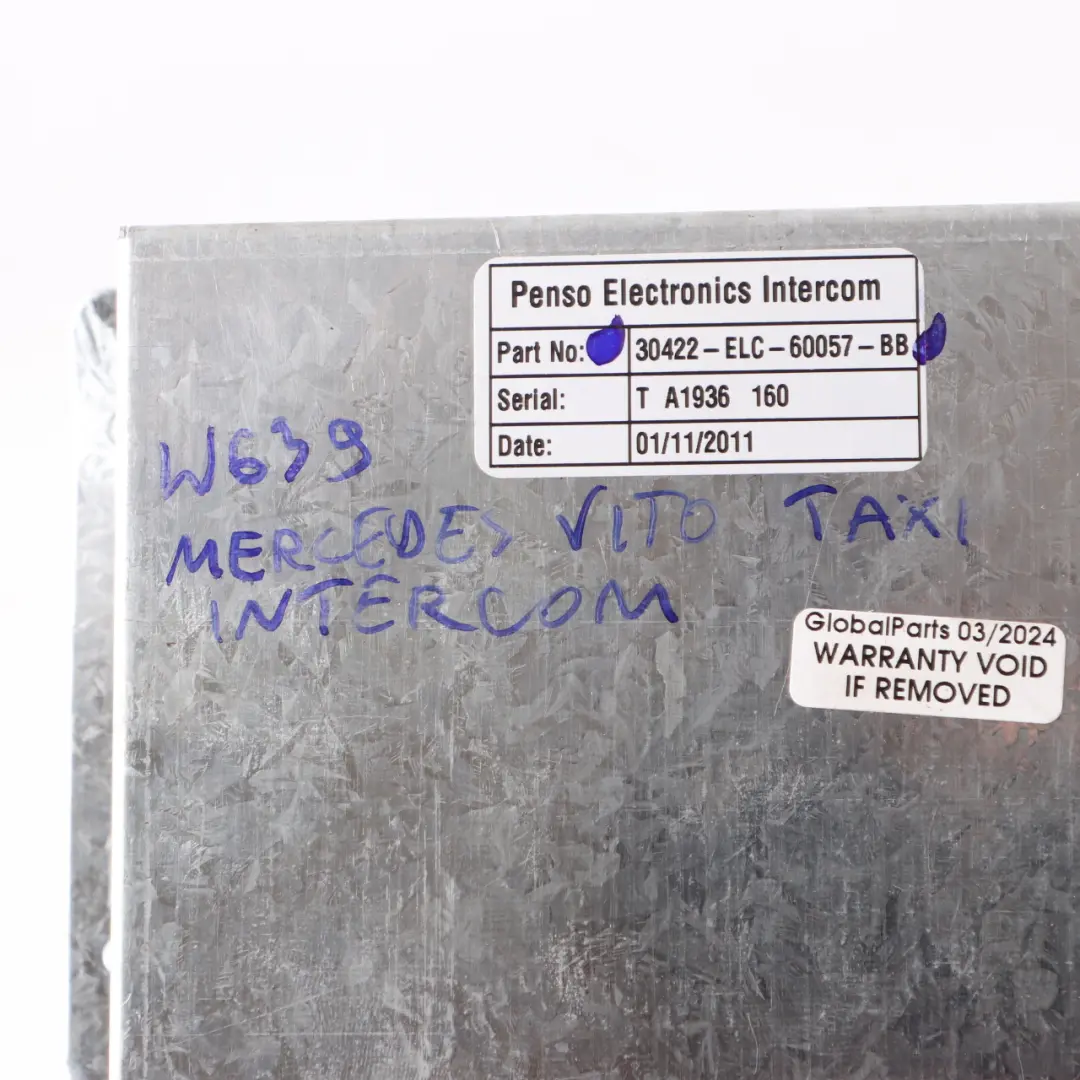 Penso Electronics Intercom to Mercedes W639 Vito Taxi with Part number 30422-ELC-60057-BB Mercedes W639 Vito Taxi Penso Electronics Intercom - SKU 30422-ELC-60057-BB - Part number 30422-ELC-60057-BB