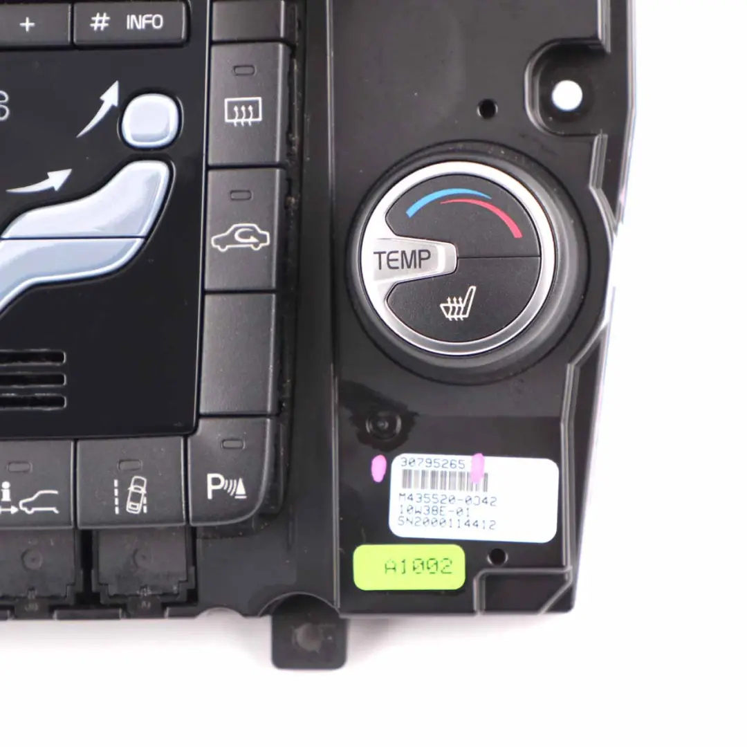 Conditioning Switch Climate Control Unit Panel to Volvo V60 Air with Part number 30795265 Volvo V60 Air Conditioning Switch Climate Control Unit Panel - SKU 30795265 - Part number 30795265