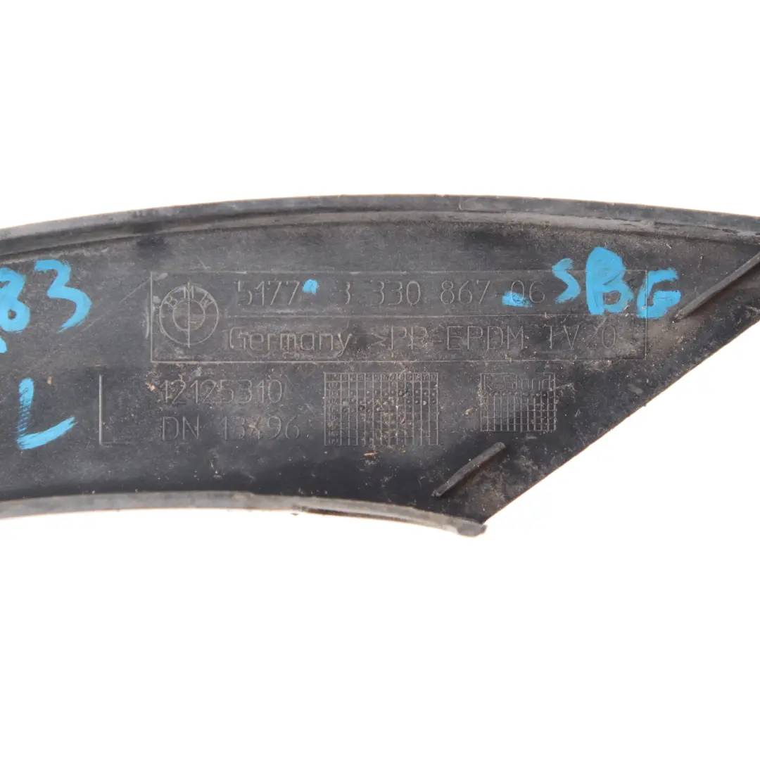 Arch Cover Rear Left N/S Trim Panel Silver Grey - A08 to BMW X3 E83 Wheel with Part number 3330867 BMW X3 E83 Wheel Arch Cover Rear Left N/S Trim Panel Silver Grey - A08 - SKU 3330867-SBG - Part number 3330867