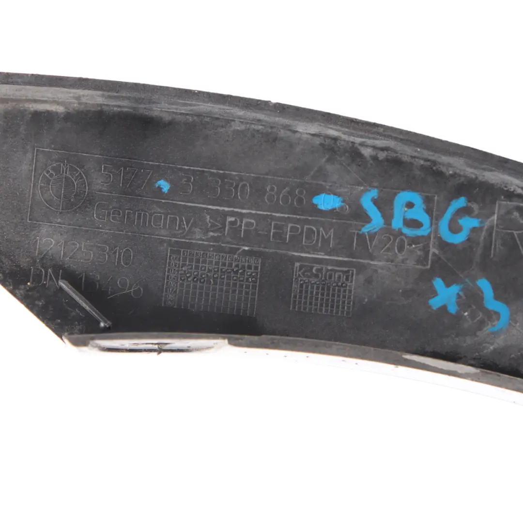 Arch Trim Rear Right O/S Silbergrau Silver Grey - A08 to BMW X3 E83 Cover Wheel with Part number 3330868 BMW X3 E83 Cover Wheel Arch Trim Rear Right O/S Silbergrau Silver Grey - A08 - SKU 3330868-SBG - Part number 3330868