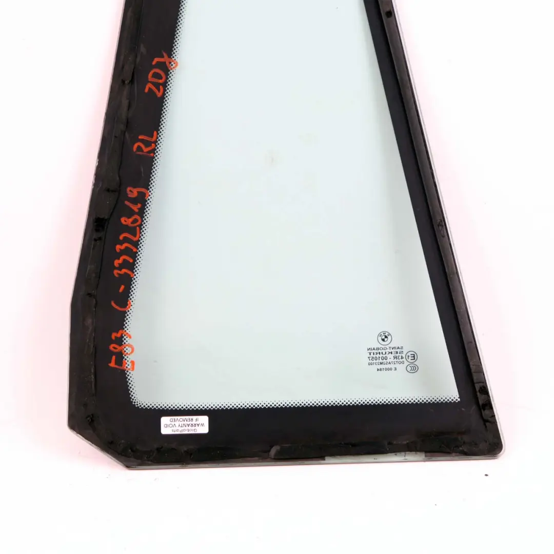 Lado Trasero Izquierdo Cristal Fijo Verde Ventana AS2 para BMW E83 con número de pieza 3332819 BMW E83 Lado Trasero Izquierdo Cristal Fijo Verde Ventana AS2 - SKU 3332819 - Número de pieza 3332819