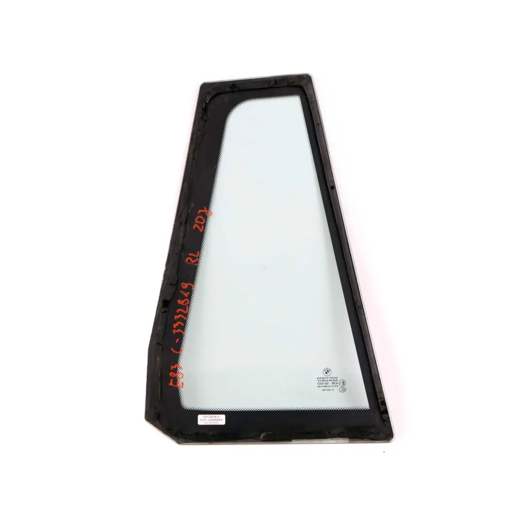 Lado Trasero Izquierdo Cristal Fijo Verde Ventana AS2 para BMW E83 con número de pieza 3332819 BMW E83 Lado Trasero Izquierdo Cristal Fijo Verde Ventana AS2 - SKU 3332819 - Número de pieza 3332819