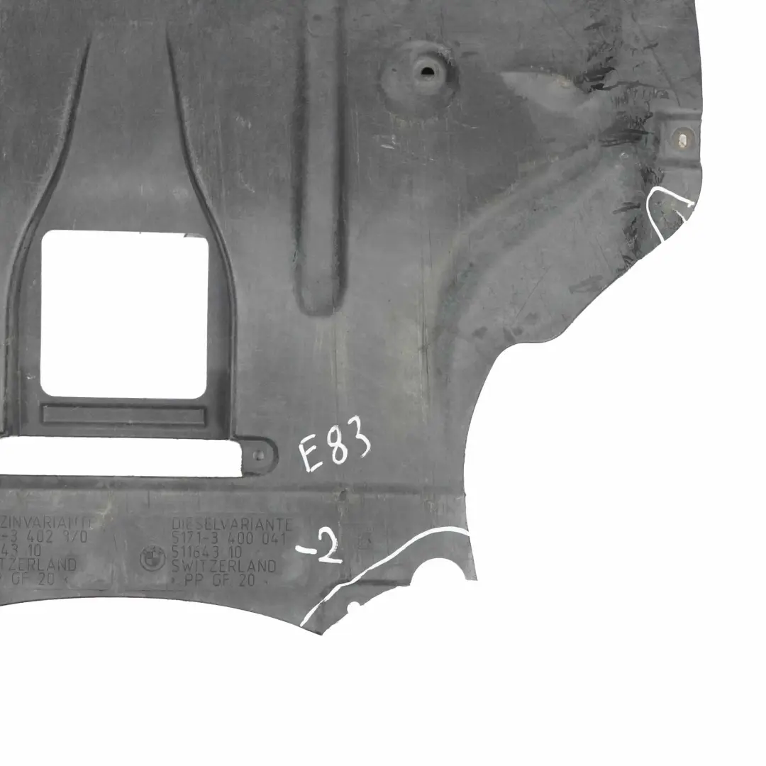 Compartimiento Motor Cubierta De Bajos Diesel para BMW X3 E83 con número de pieza 3400041 BMW X3 E83 Compartimiento Motor Cubierta De Bajos Diesel - SKU 3400041-2 - Número de pieza 3400041