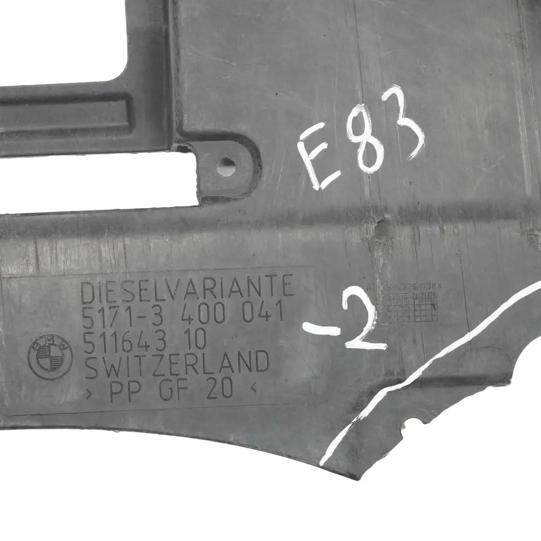 Coperchio Vano Motore Sottoscocca Diesel per BMW X3 E83 con numero di parte 3400041 BMW X3 E83 Coperchio Vano Motore Sottoscocca Diesel - SKU 3400041-2 - Numero di parte 3400041