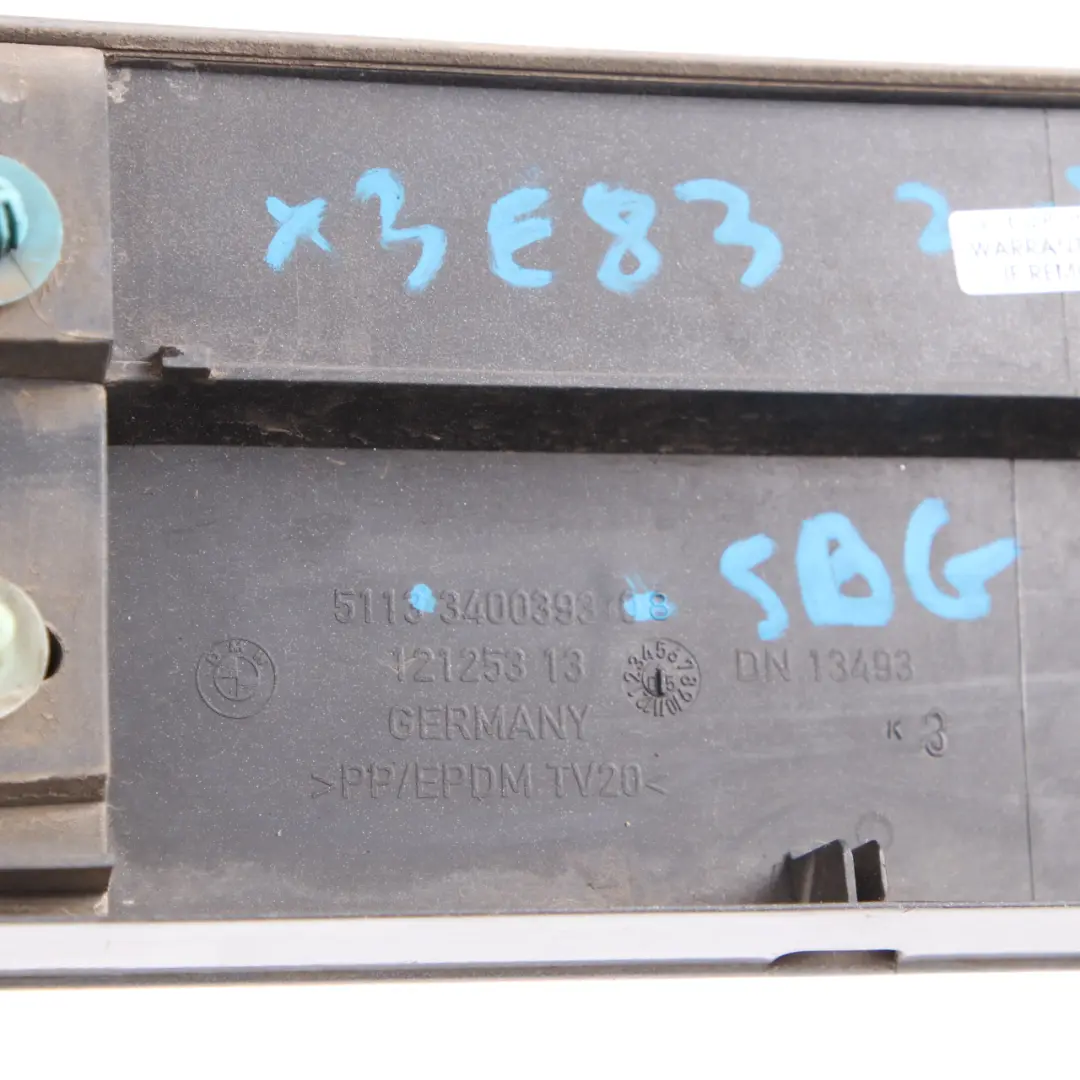 Finisher Boot Trunk Tailgate Trim Cover Silbergrau Grey A08 to BMW X3 E83 with Part number 3400393 BMW X3 E83 Finisher Boot Trunk Tailgate Trim Cover Silbergrau Grey A08 - SKU 3400393-SBG - Part number 3400393