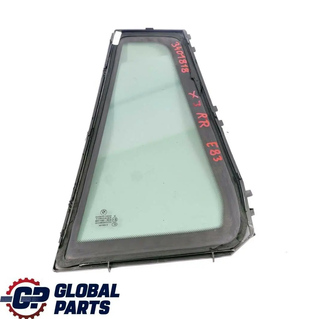 Right Side Fixed Glass Black Window AS3 O/S to BMW X3 Series E83 Rear with Part number 3401818 BMW X3 Series E83 Rear Right Side Fixed Glass Black Window AS3 O/S - SKU 3401818 - Part number 3401818
