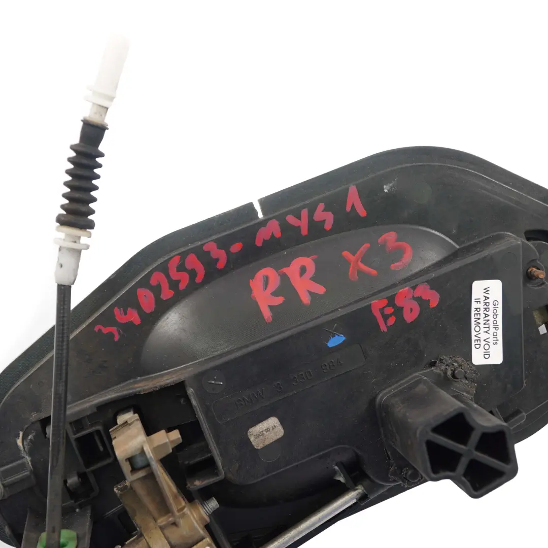 Klamka zewnętrzna drzwi prawa tylna tył do BMW X3 E83 o numerze 3402593 BMW X3 E83 Klamka zewnętrzna drzwi prawa tylna tył - SKU 3402593-MYS - Numer Części 3402593