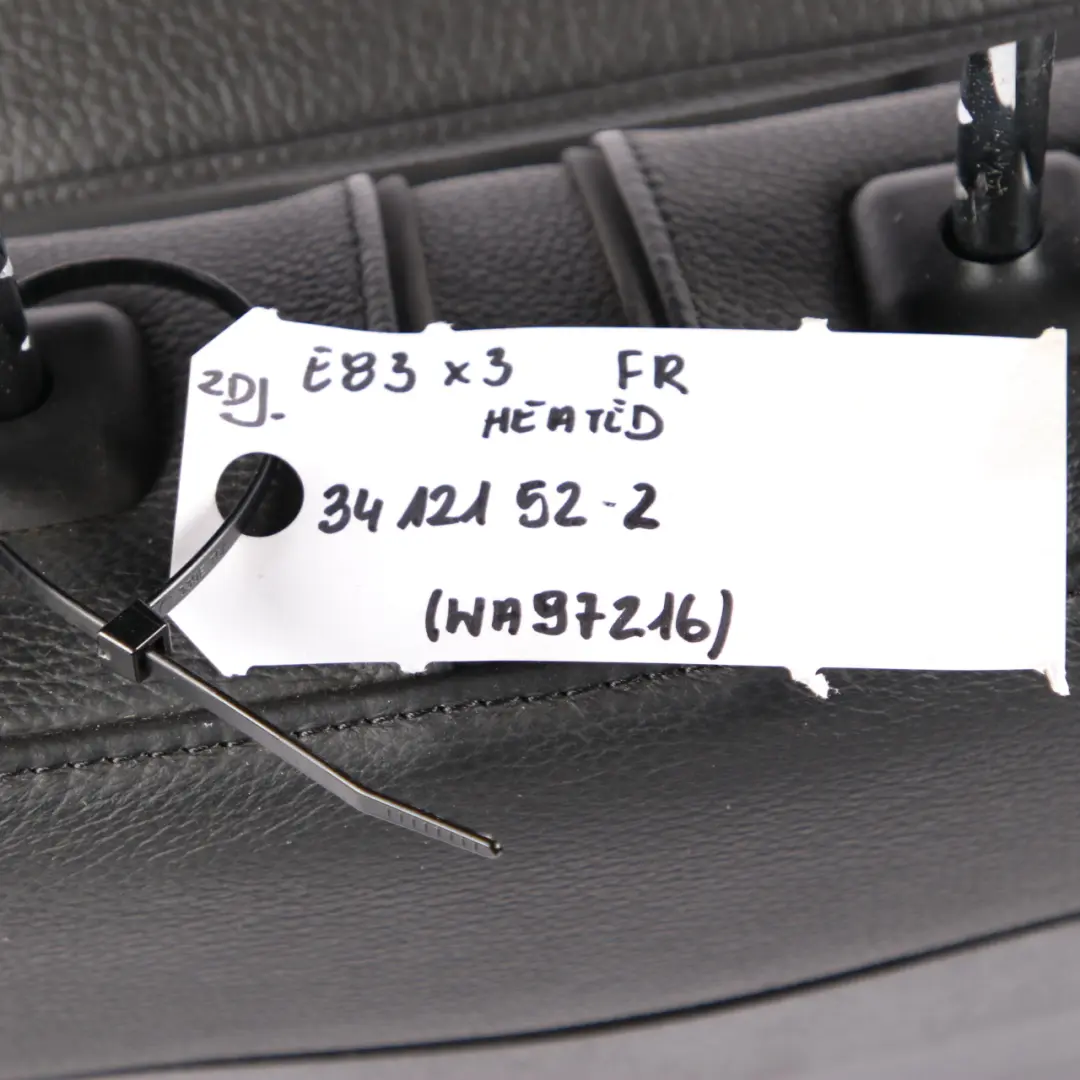  Front Seat BMW X3 E83 Right O/S Heated Sport Interior Leather Ambiente Black - SKU 3412152-2 - Part number 3412152