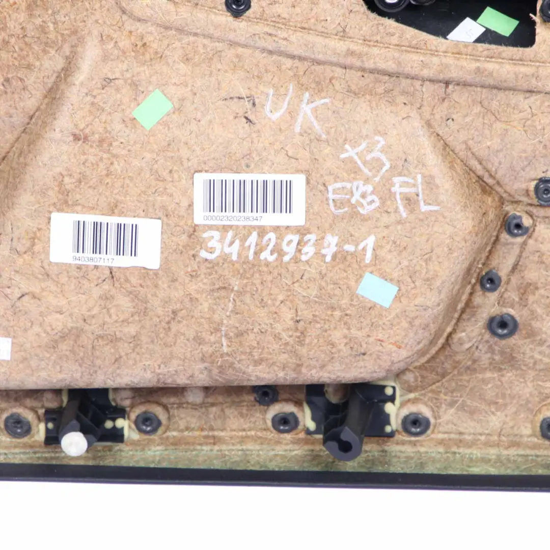 Door Card Front Left N/S Lining Trim Leather Black Grey to BMW X3 E83 with Part number 3412937 BMW X3 E83 Door Card Front Left N/S Lining Trim Leather Black Grey - SKU 3412937-1 - Part number 3412937