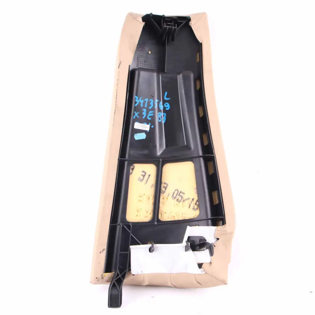 Left N/S Lateral Panel Trim Sensatec Sandbeige to BMW X3 E83 Rear Seat with Part number 3413569 BMW X3 E83 Rear Seat Left N/S Lateral Panel Trim Sensatec Sandbeige - SKU 3413569 - Part number 3413569