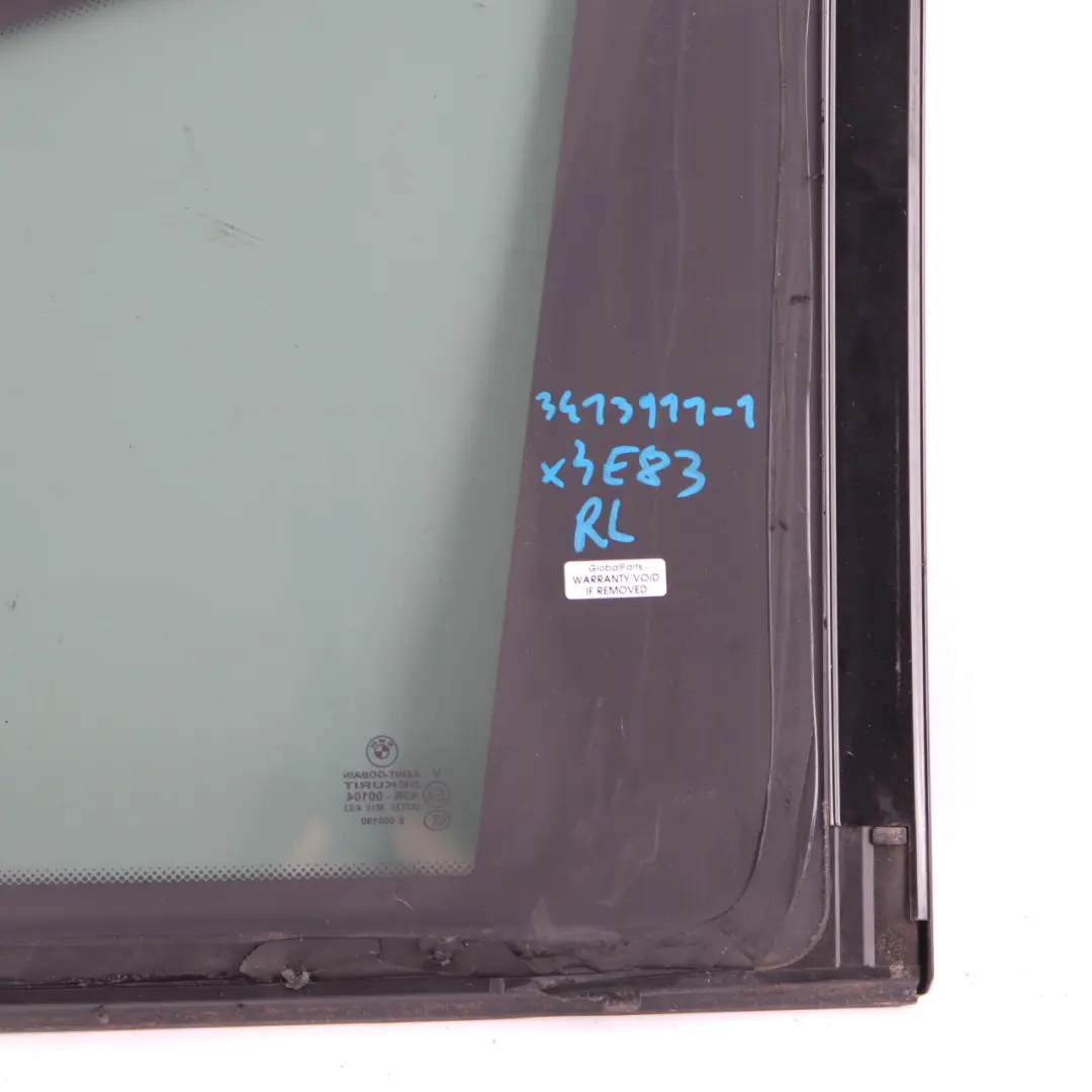 Puerta Fija Ventana Cristal Izquierda Trasera Negro AS3 para BMW E83 LCI con número de pieza 3413911 BMW E83 LCI Puerta Fija Ventana Cristal Izquierda Trasera Negro AS3 - SKU 3413911-1 - Número de pieza 3413911