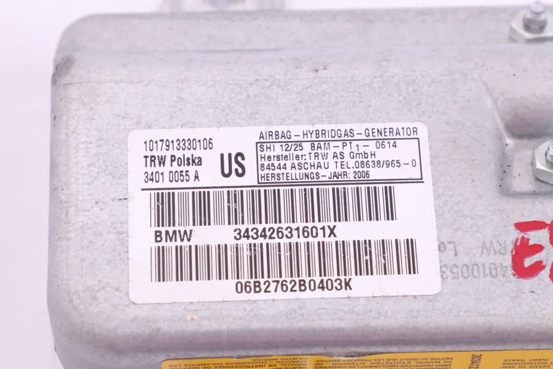 Poduszka Powietrzna Drzwi Prawy Przód do BMW X3 E83 o numerze 3426316 BMW X3 E83 Poduszka Powietrzna Drzwi Prawy Przód - SKU 3426316 - Numer Części 3426316