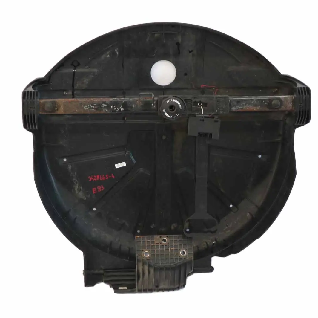 Saver Spare Tyre Cup Mount Bracket Carrier Mechanism to BMW X3 E83 Space with Part number 3428665 BMW X3 E83 Space Saver Spare Tyre Cup Mount Bracket Carrier Mechanism - SKU 3428665-4 - Part number 3428665