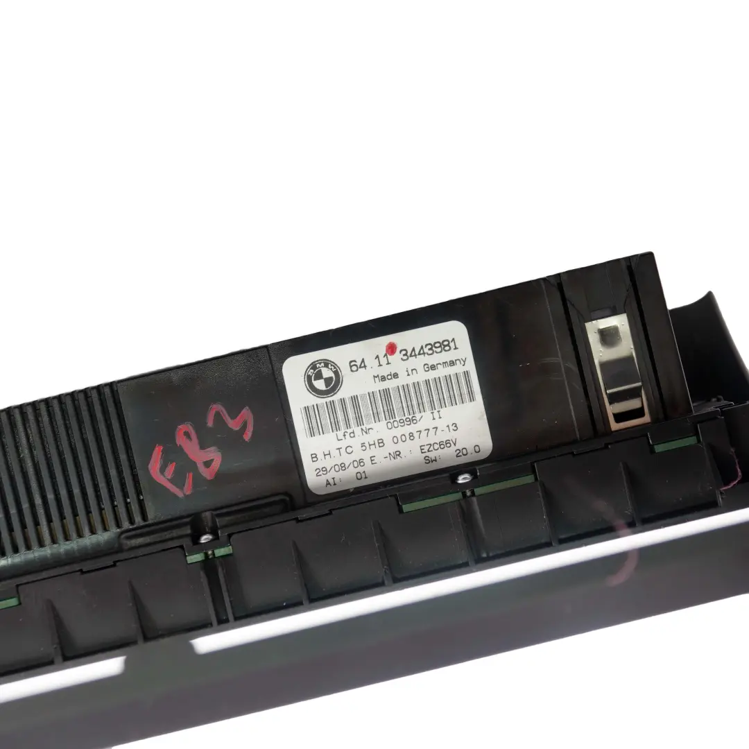 Climatizzatore Automatico Pannello Controllo Climatizzatore Nero per BMW X3 E83 con numero di parte 3443981 BMW X3 E83 Climatizzatore Automatico Pannello Controllo Climatizzatore Nero - SKU 3443981 - Numero di parte 3443981