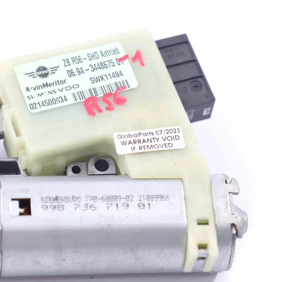 Motor de Accionamiento Techo Solar Corredizo para Mini Cooper R55 R56 R60 R61 con número de pieza 3448675 Mini Cooper R55 R56 R60 R61 Motor de Accionamiento Techo Solar Corredizo - SKU 3448675-1 - Número de pieza 3448675