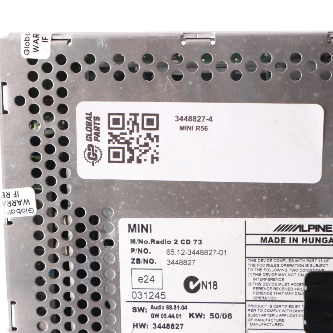 Mini Cooper One R55 R56 Radio Boost CD Player Head Control Unit - SKU 3448827-4 - Part number 3448827