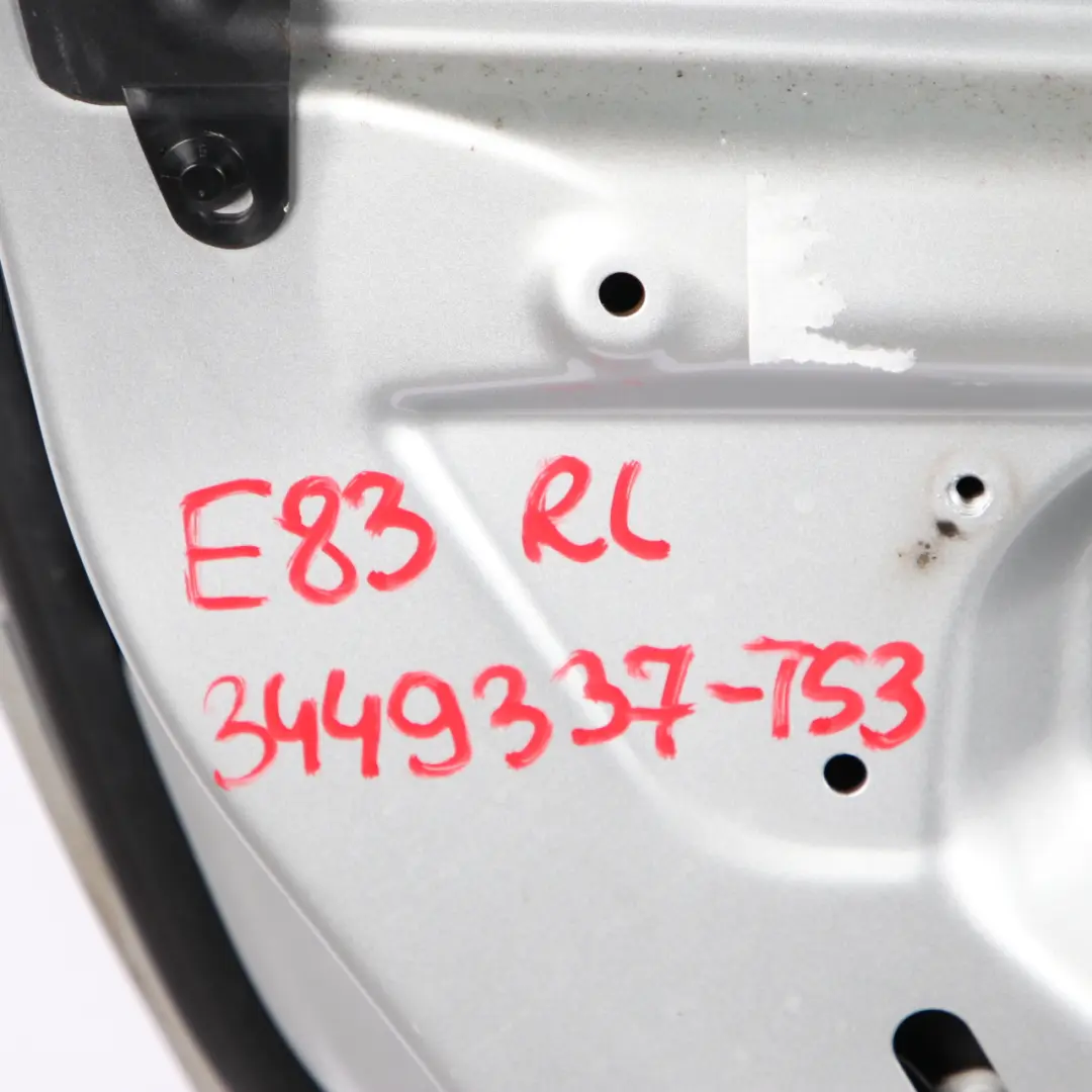 Door Rear Left N/S Titansilber Titan Silver Metallic - 354 to BMW X3 E83 with Part number 3449337 BMW X3 E83 Door Rear Left N/S Titansilber Titan Silver Metallic - 354 - SKU 3449337-TS3 - Part number 3449337