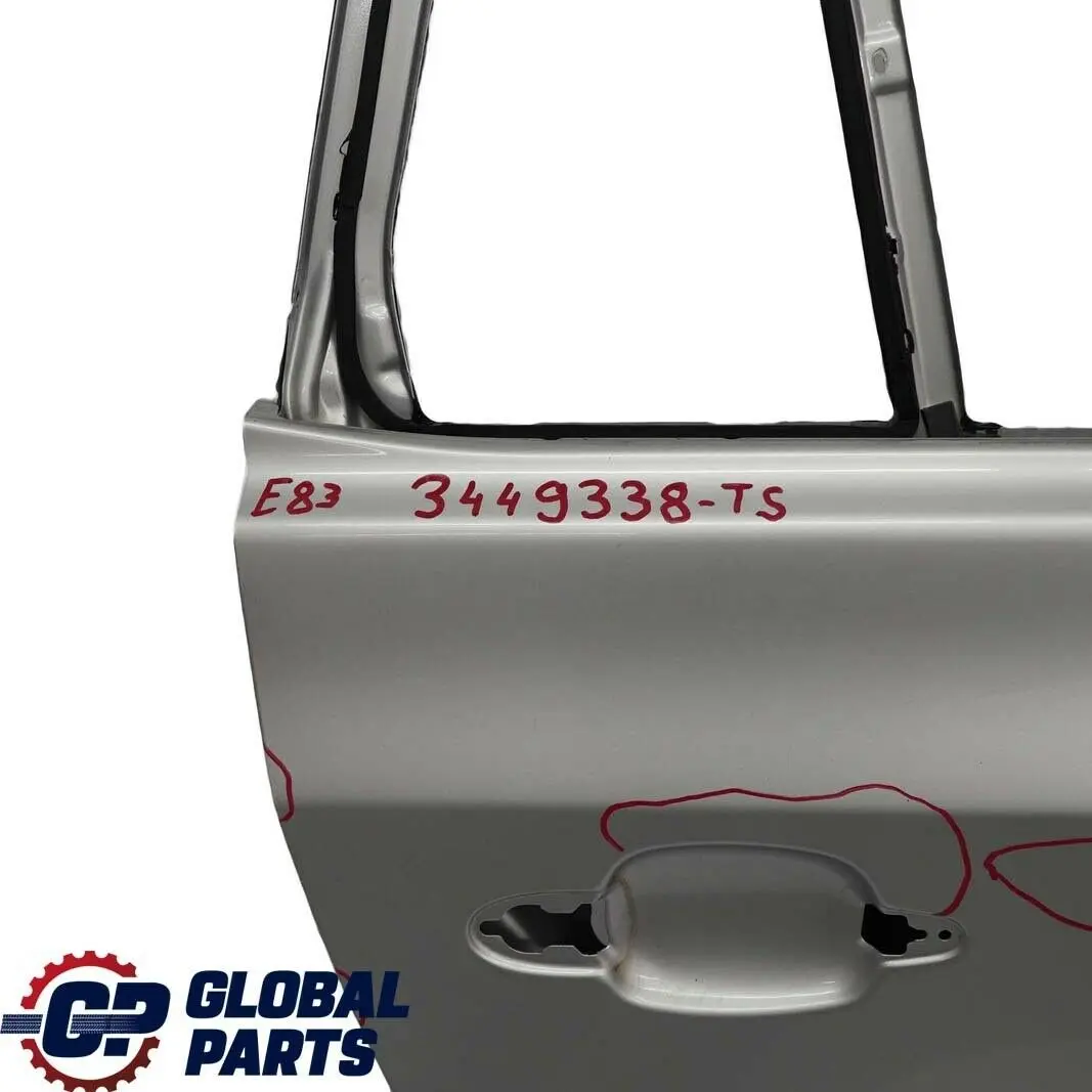 Door Rear Right O/S Titansilber Titan Silver Metallic - 354 to BMW X3 Series E83 with Part number 3449338 BMW X3 Series E83 Door Rear Right O/S Titansilber Titan Silver Metallic - 354 - SKU 3449338-TS - Part number 3449338