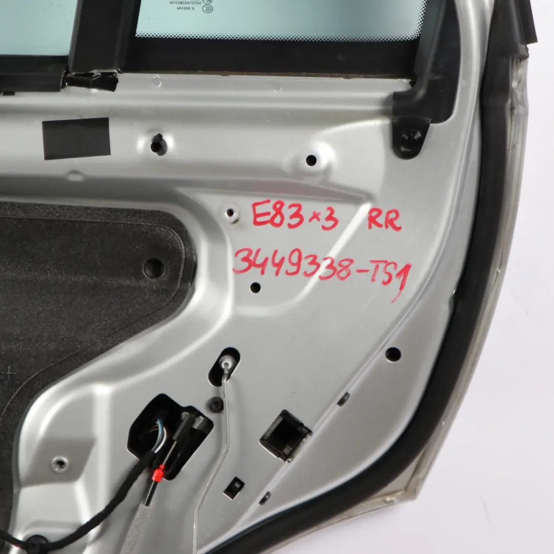 Door Rear Right O/S Titansilber Titan Silver Metallic - 354 to BMW X3 Series E83 1 with Part number 3449338 BMW X3 Series E83 1 Door Rear Right O/S Titansilber Titan Silver Metallic - 354 - SKU 3449338-TS1 - Part number 3449338
