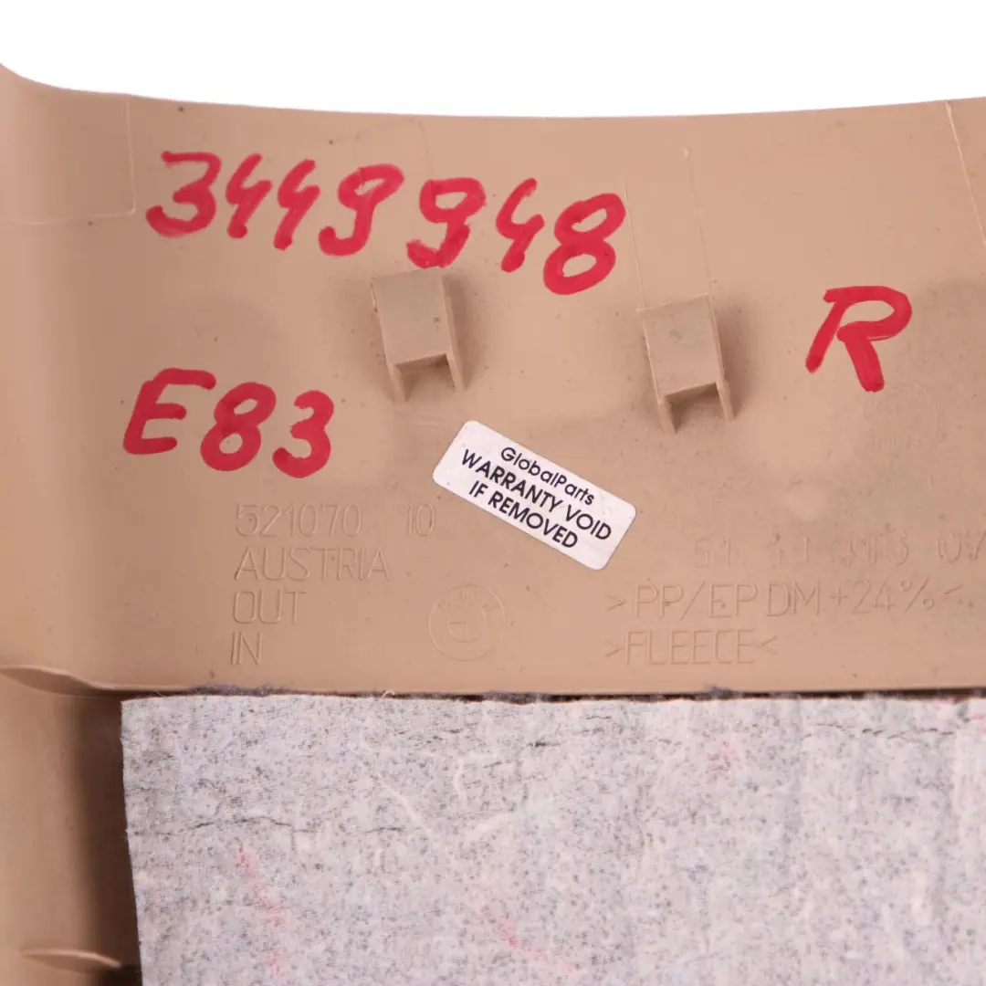 Blende B-Säule Unten Rechts Sandbeige 3416074 für BMW X3 er E83 LCI mit Teilenummer 3449948 BMW X3 er E83 LCI Blende B-Säule Unten Rechts Sandbeige 3416074 - SKU 3449948 - Teilenummer 3449948