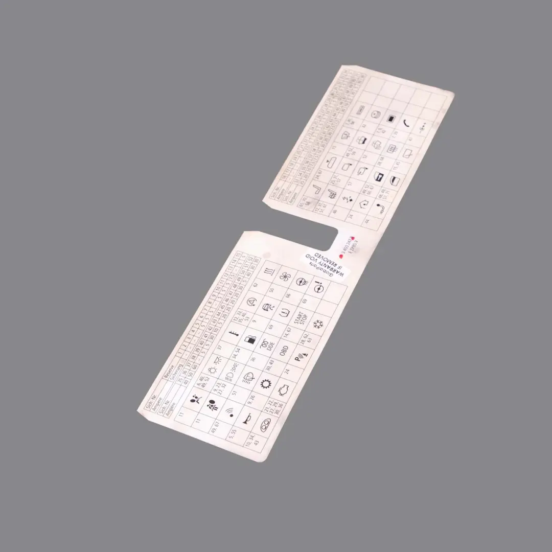 Tarjeta Mapa Caja de fusibles Diagrama agrupación para BMW X3 E83 LCI con número de pieza 3450247 BMW X3 E83 LCI Tarjeta Mapa Caja de fusibles Diagrama agrupación - SKU 3450247 - Número de pieza 3450247