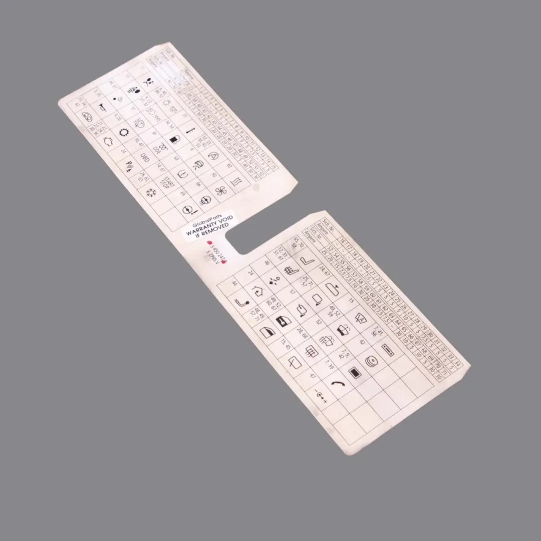 BMW X3 E83 LCI Tarjeta Mapa Caja de fusibles Diagrama agrupación - SKU 3450247 - Número de pieza 3450247