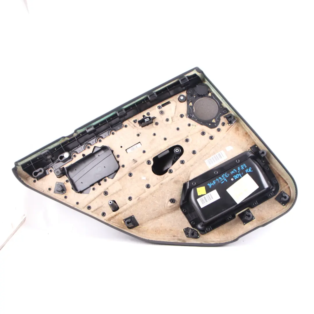 Door Card Rear Right Door Sensatec Vinyl Black to BMW X3 E83 LCI with Part number 3451356 BMW X3 E83 LCI Door Card Rear Right Door Sensatec Vinyl Black - SKU 3451356-1 - Part number 3451356