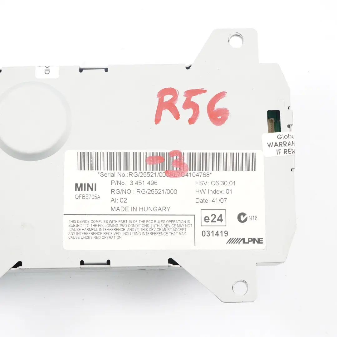 Ekran Systemu Nawigacji 3451496 do Mini R55 R56 o numerze 2171494 Mini R55 R56 Ekran Systemu Nawigacji 3451496 - SKU 3451496-4 - Numer Części 2171494