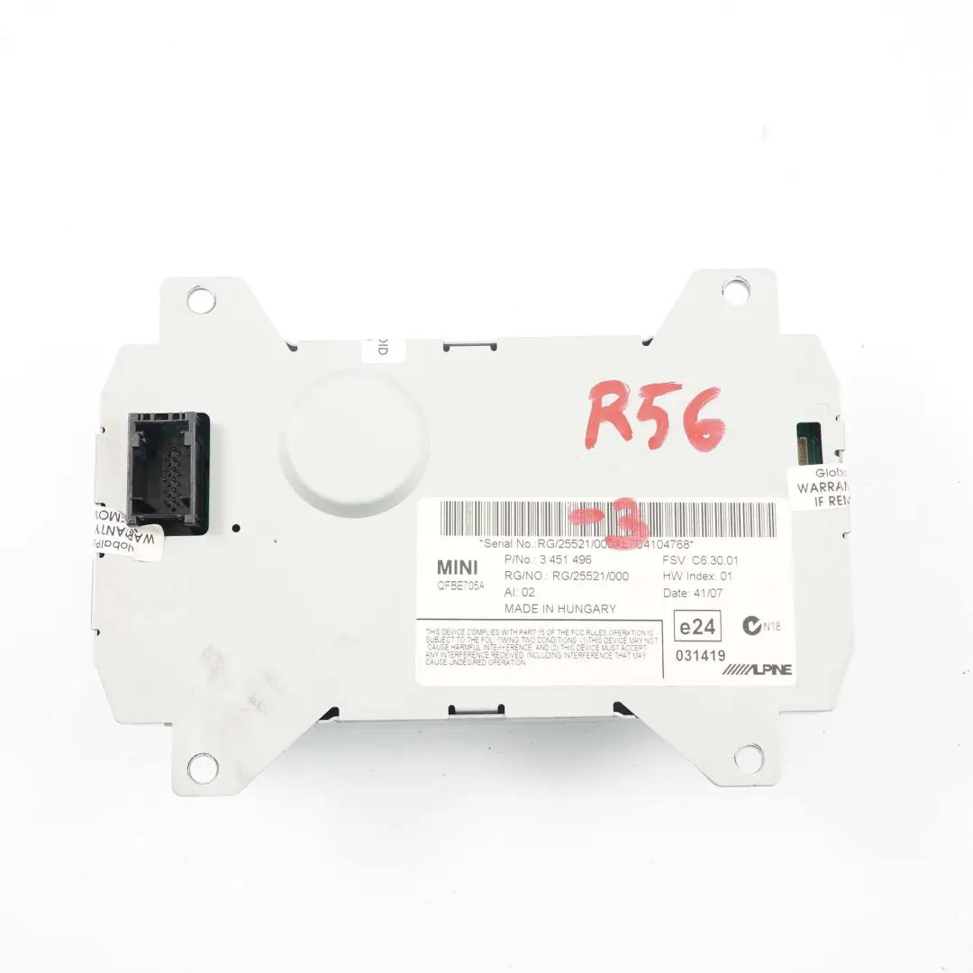 Mini R55 R56 Instrument Cluster Speedo Navigation Display Screen 3451496 - SKU 3451496-4 - Part number 2171494