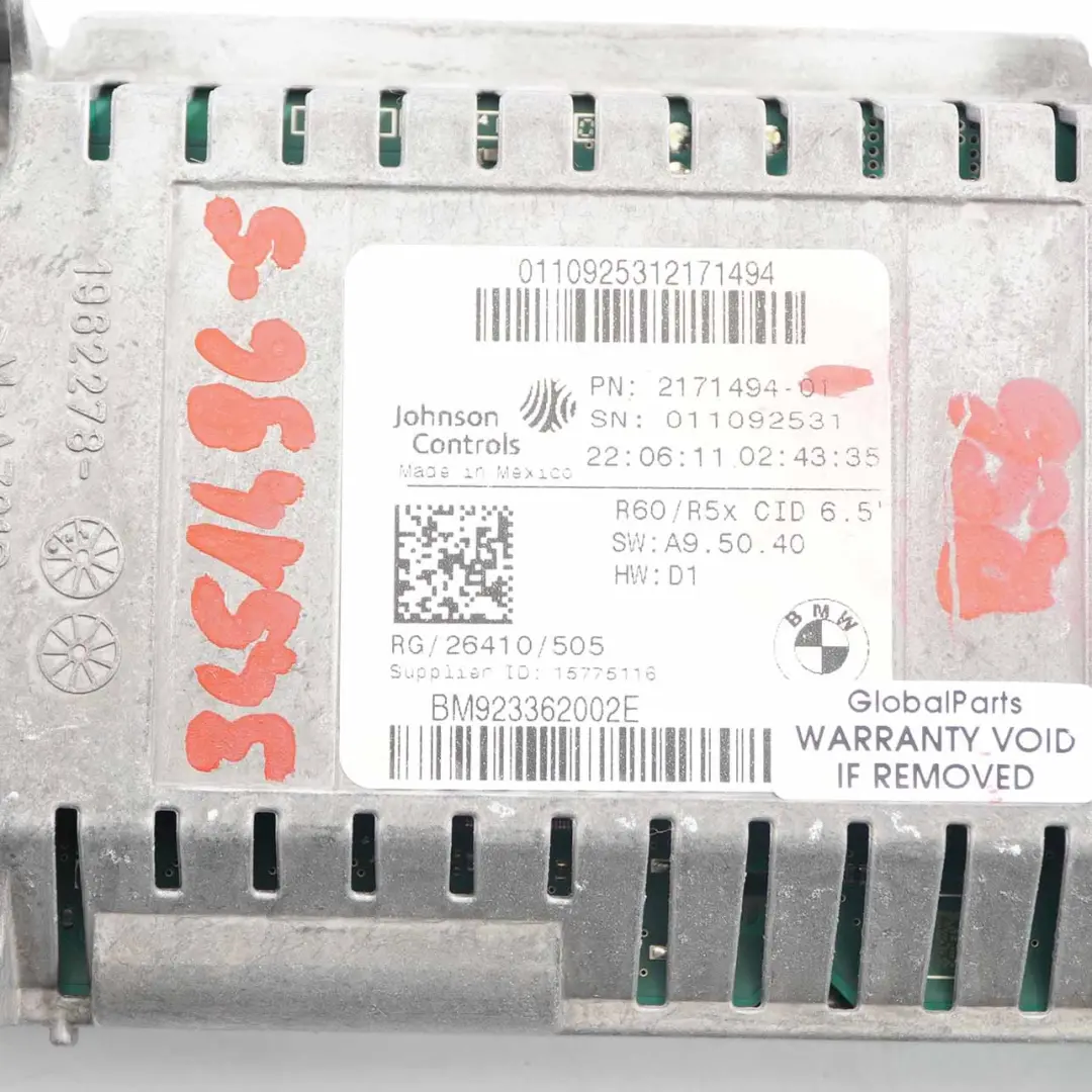 Cluster d'instruments Speedo Ecran d'affichage Navigation 2171494 pour Mini R55 R56 à propos du numéro de pièce 3451496 Mini R55 R56 Cluster d'instruments Speedo Ecran d'affichage Navigation 2171494 - SKU 3451496-5 - Numéro de pièce 3451496