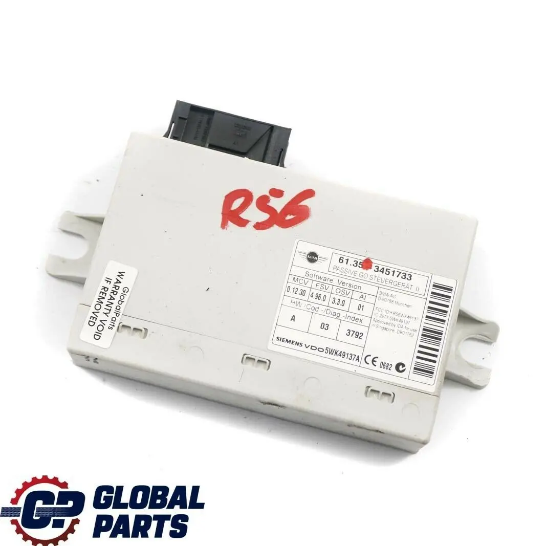 Control Unit Module Passive Go to Mini Cooper One R55 R56 R57 R60 R61 with Part number 3451733 Mini Cooper One R55 R56 R57 R60 R61 Control Unit Module Passive Go - SKU 3451733 - Part number 3451733
