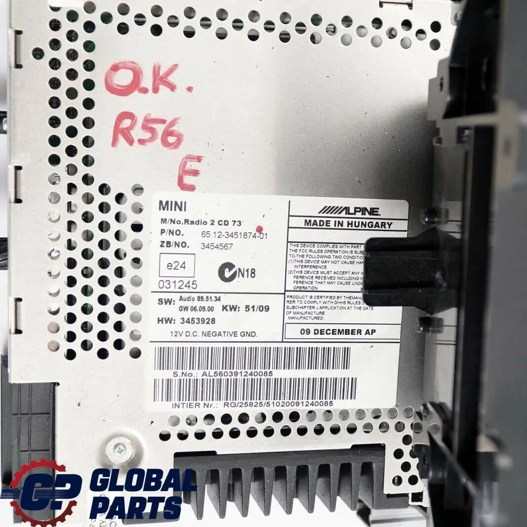 Radio Boost CD 6512 für BMW MINI Cooper One R55 R56 mit Teilenummer 3451874 BMW MINI Cooper One R55 R56 Radio Boost CD 6512 - SKU 3451874 - Teilenummer 3451874