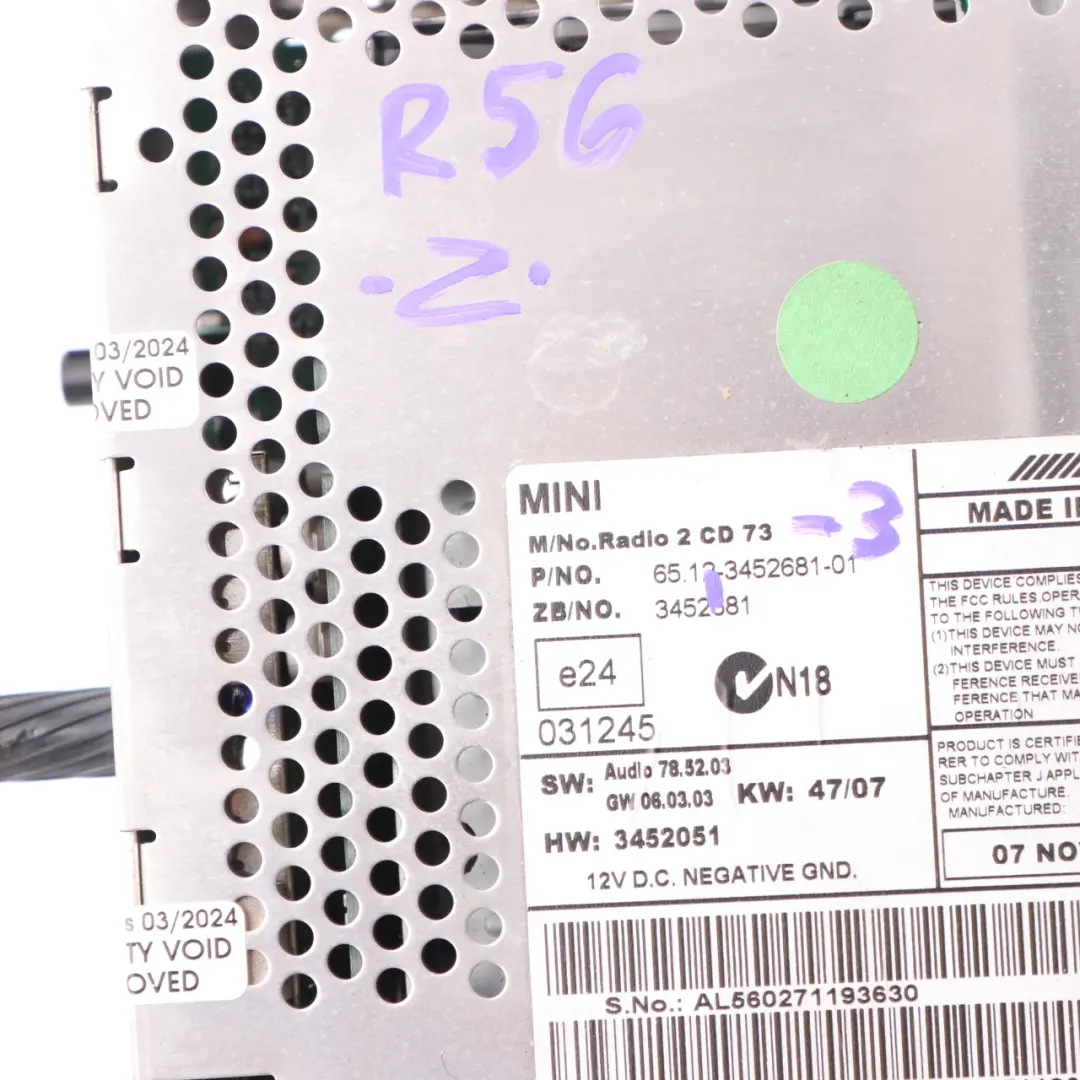 Mini R55 R56 R57 Radio Boost CD Player Head Unit Control Unit Module - SKU 3452681-3 - Part number 3452681