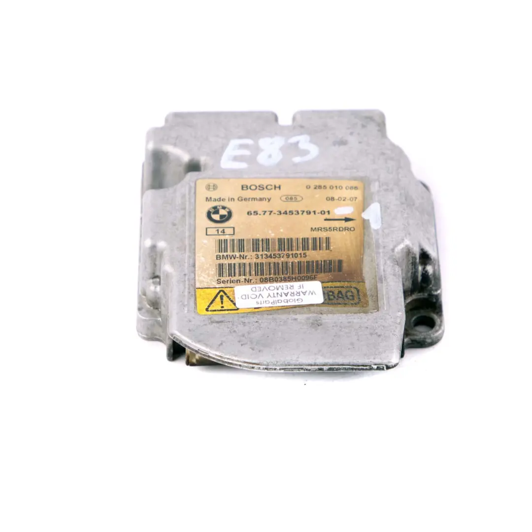 Crash System Control Unit Module ECU to BMW X3 Series E83 LCI 1 with Part number 3453791 BMW X3 Series E83 LCI 1 Crash System Control Unit Module ECU - SKU 3453791-1 - Part number 3453791