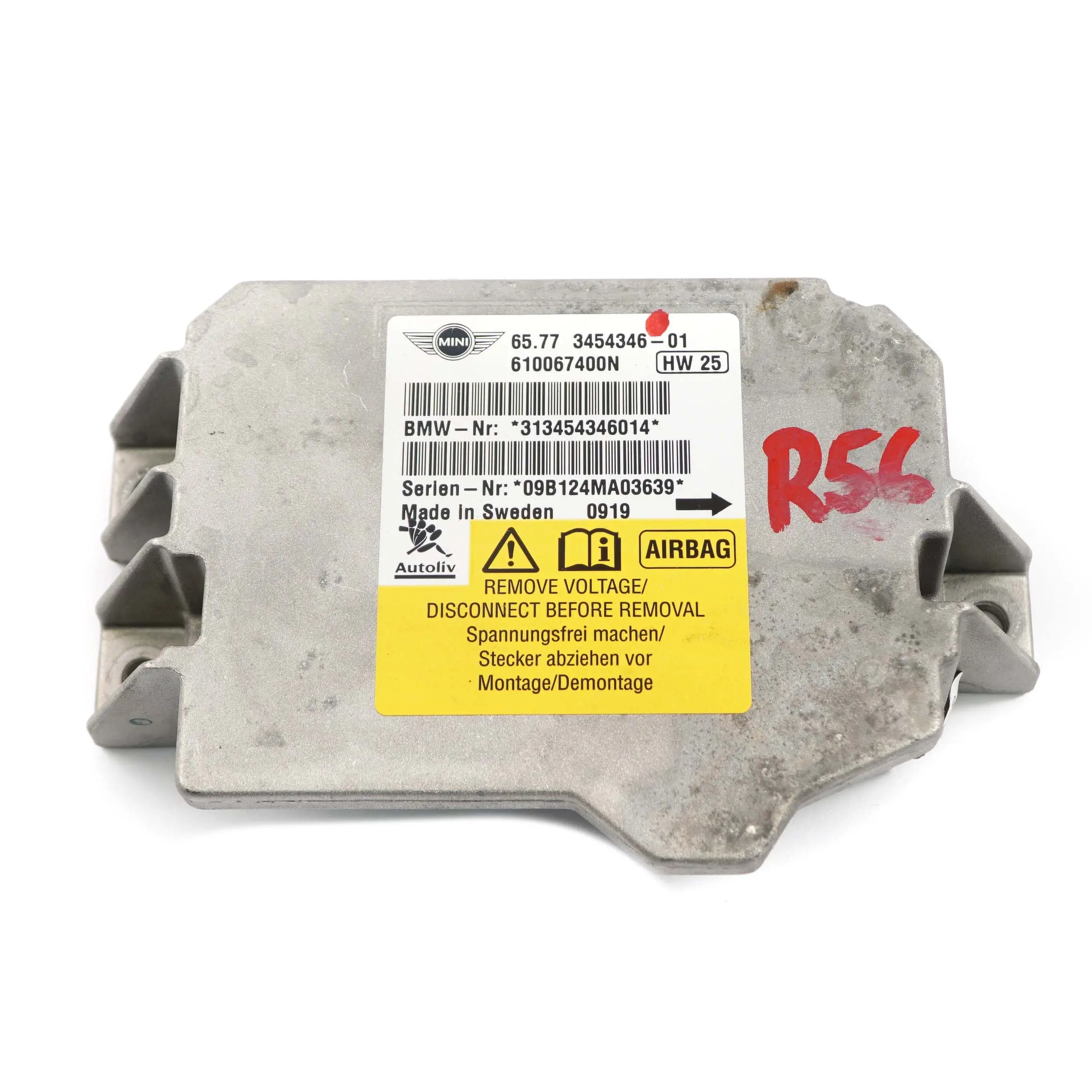 Mini Cooper One R55 R56 R58 R60 R61 Modulo De Control De Airbag ECU 3454346