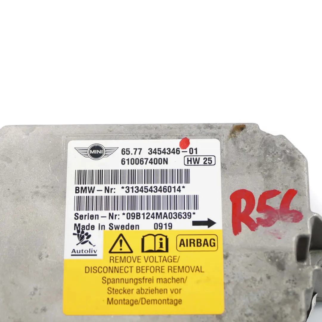 Mini Cooper One R55 R56 R58 R60 R61 Airbag ECU Control Module - SKU 3454346 - Part number 3454346