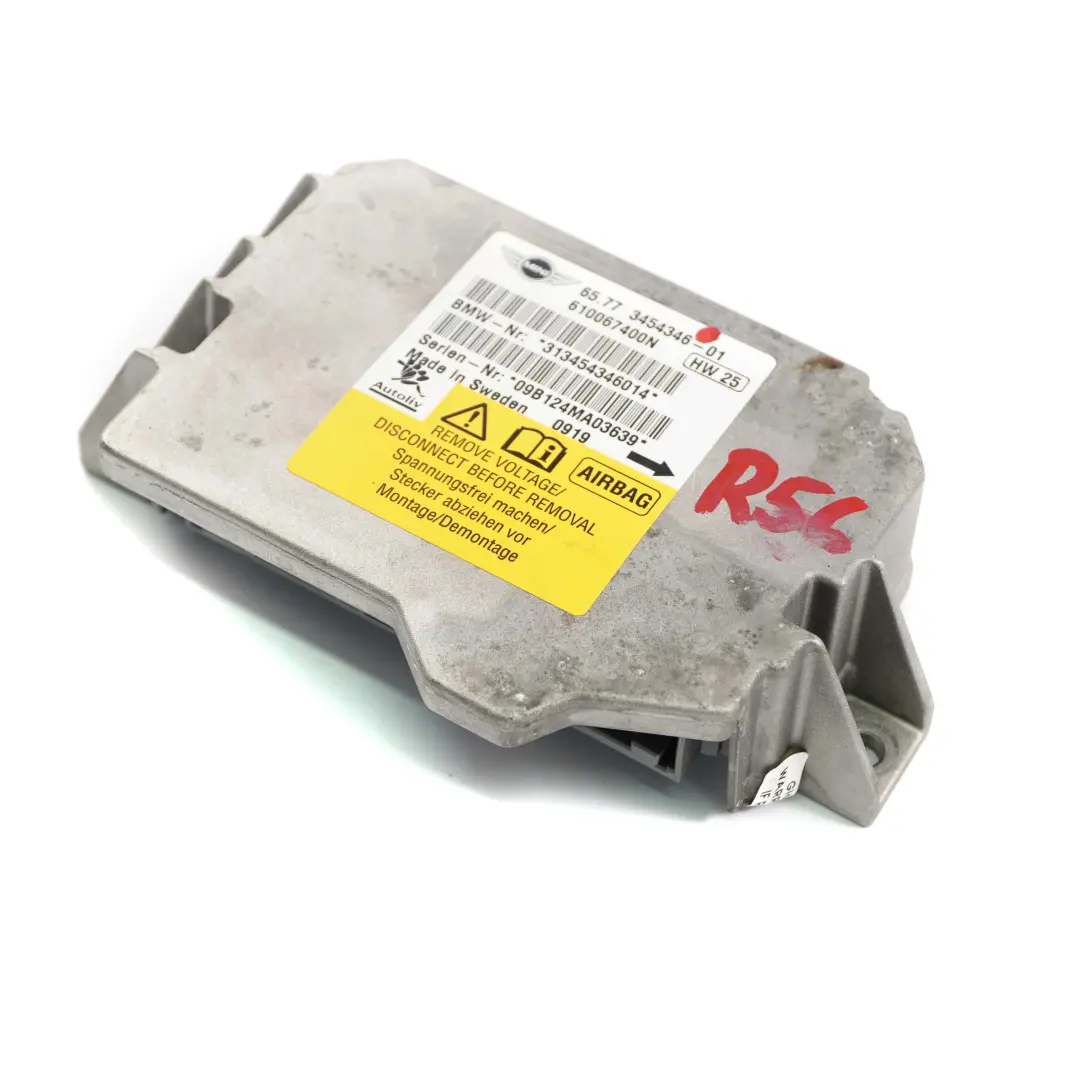 Airbag ECU Control Module to Mini Cooper One R55 R56 R58 R60 R61 with Part number 3454346 Mini Cooper One R55 R56 R58 R60 R61 Airbag ECU Control Module - SKU 3454346 - Part number 3454346