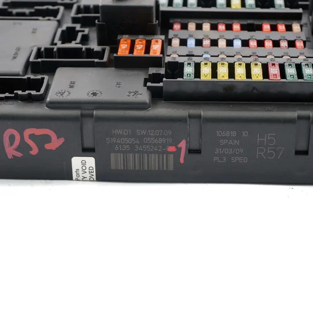 Caja De distribucion De fusibles Mini Cabrio R57 High SPEG PL3 DC/DC H5 para con número de pieza 3455242 Caja De distribucion De fusibles Mini Cabrio R57 High SPEG PL3 DC/DC H5 - SKU 3455242-1 - Número de pieza 3455242