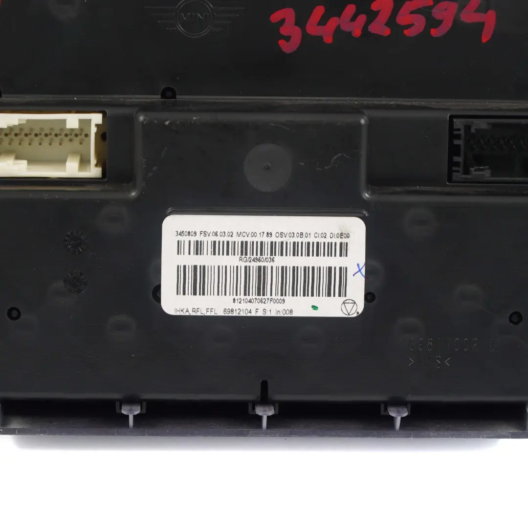 Controllo Automatico Riscaldamento Aria Condizionata 69817002 per Mini Cooper R56 con numero di parte 3455300 Mini Cooper R56 Controllo Automatico Riscaldamento Aria Condizionata 69817002 - SKU 3455300-2 - Numero di parte 3455300