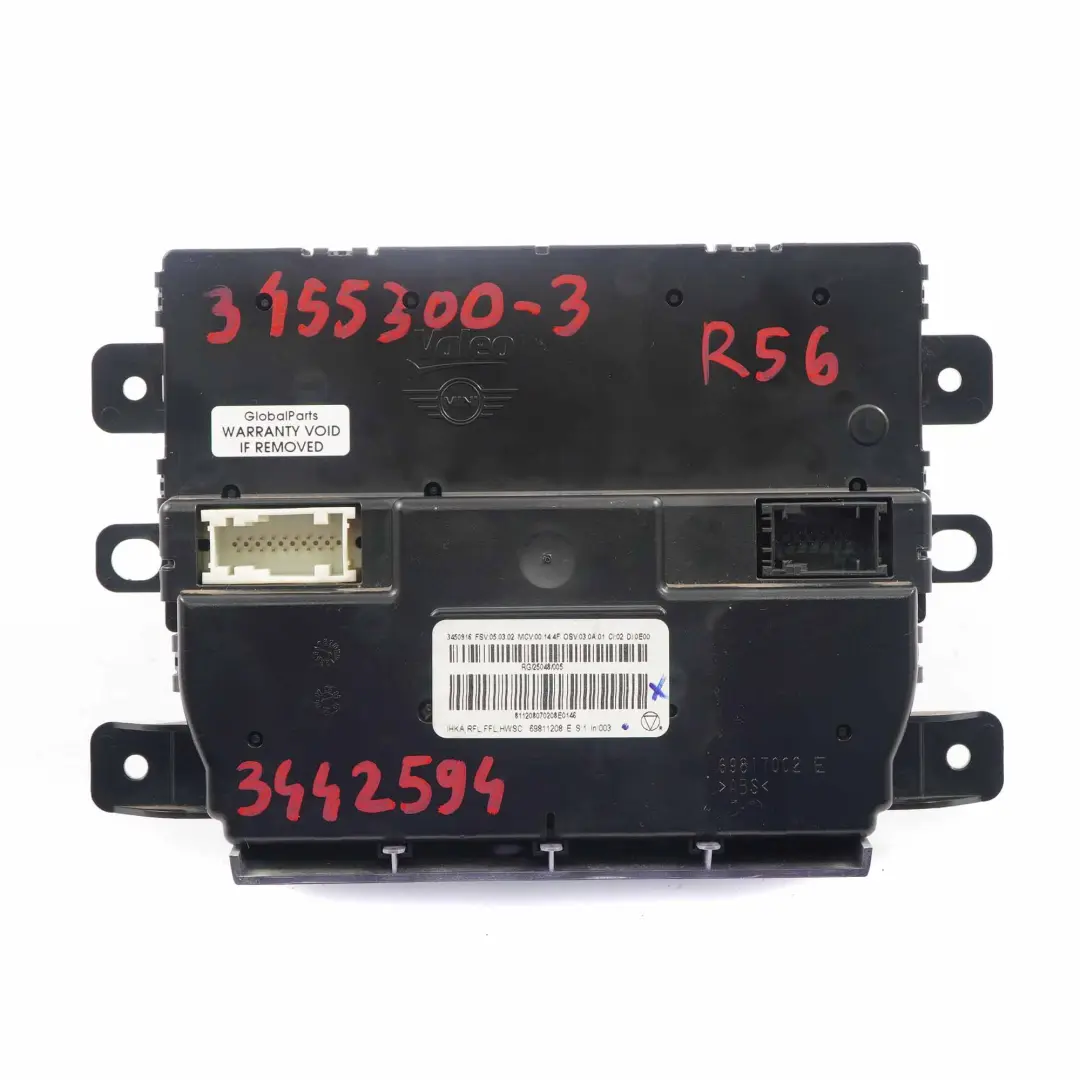 Panel Sterowania Klimatyzacji do MINI R55 R56 o numerze 3455300 MINI R55 R56 Panel Sterowania Klimatyzacji - SKU 3455300-3 - Numer Części 3455300
